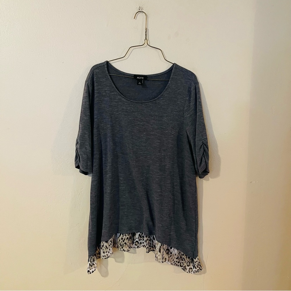 Leopard Trimmed Knit Top